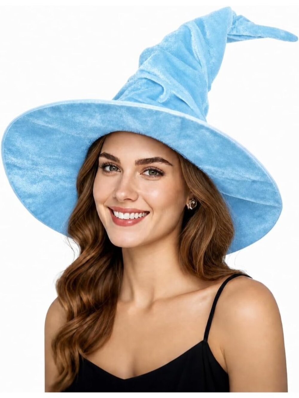 🎃 Women's Blue Velvet Halloween Costume Party Gothic Cosplay Adult Witch Hat